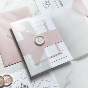 Olivia Hochzeitseinladung, Hochzeitseinladungen, Hochzeitseinladungen, Hochzeitseinladung, Pergamenteinladungssatz, Staubrosa Einladung, Hochzeitskarte