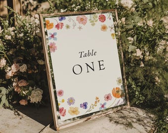 Flora Summer Wedding Table Name Cards, wedding Table number, guest seat setting Pressed Wild Flowers Floral Invites Wildflower textured card