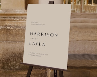 Neutral Tonal Wedding Welcome Sign, Minimalist Reception Decor