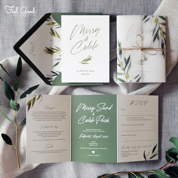 Madeira - Luxury Folding Wedding Invitations With Tear-off RSVP