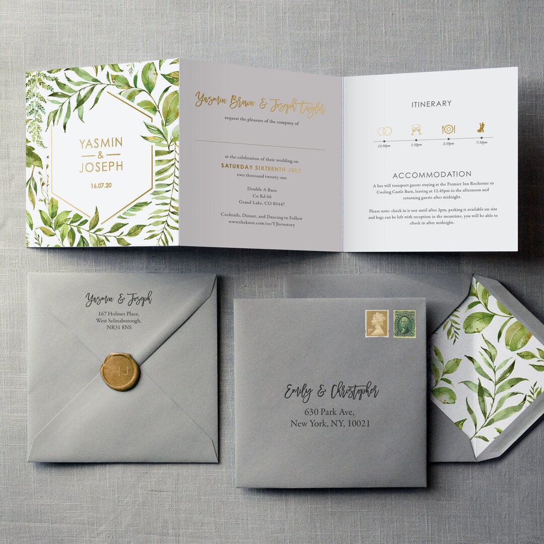 Réponse Négative à Une Invitation De Mariage Faire-part de mariage Toscane Verdure et Or réservez la - Etsy France