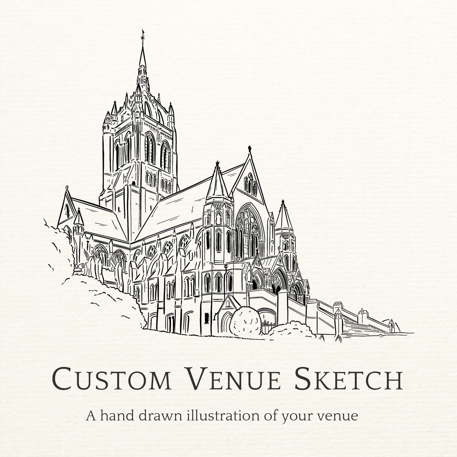 Custom Wedding Venue Line Drawing, Personalized Illustration (digital ...