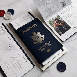 USA Passport Hochzeitseinladung, Hochzeit in Zielland, US Passport Style, USA Passport, amerikanischer Pass.