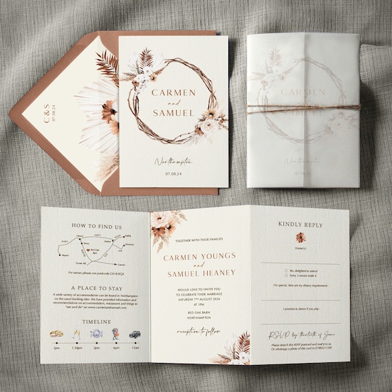 Invitación de Boda Flores Secas. Invitación de boda bohemia. - Etsy España Invitación de Boda Flores Secas. Invitación de boda bohemia. - Etsy España