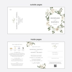 Wedding Invitation, Hannah wedding invites, White Floral Wedding Invites, greenery, Wedding invites, Save the Date, rustic twine, vellum image 3