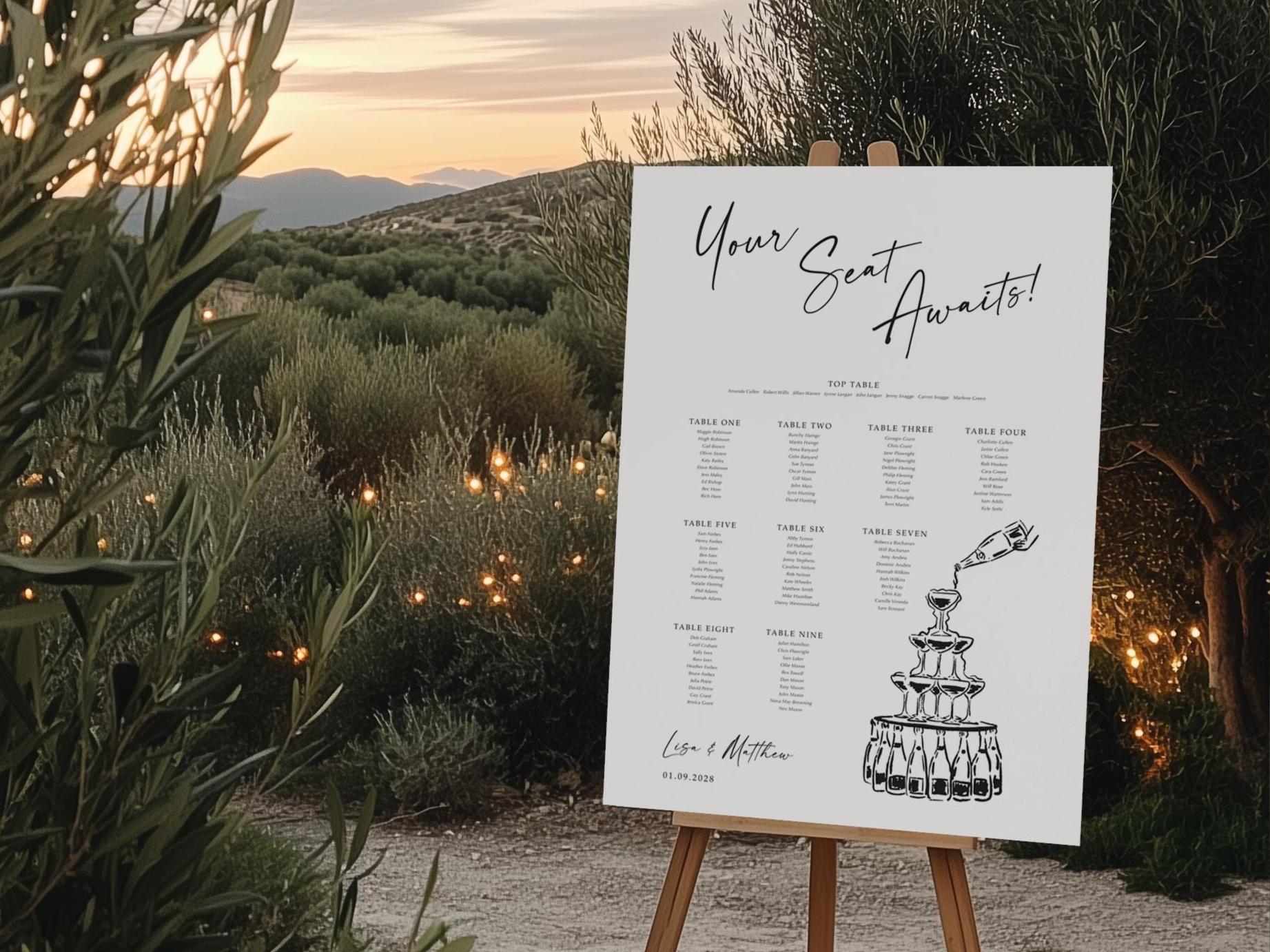 Round Table Plan Sign Wedding Table Plan Sign, Guest Reception Seating Chart, Foam Board - Etsy