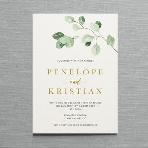 Penelope Greenery wedding invitations. Wedding invitation Eucalyptus Wedding. Greenery wedding. Pocket fold. Pocket-fold. Pocketfold image 2