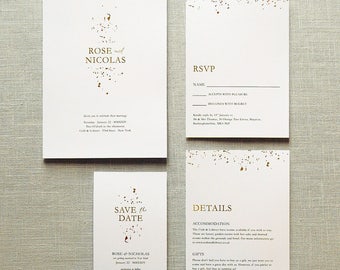 Alchemy -  Foil Wedding Invitations Set on Luxury Card - Silver, Gold or Rose Gold foil, Elegant, timeless, high quality invitations