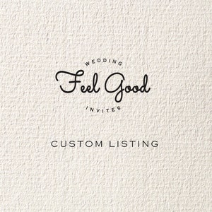 Pode incluir: Um fundo branco com texto preto que diz "Wedding Feel Good Invites Custom Listing".