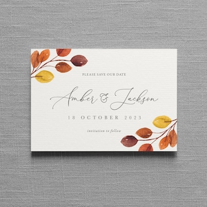 Autumn Save the Date, Fall Save the Date, Autumn wedding, Fall wedding, Change the Date, magnet, calendar. Eucalyptus wedding save the dates