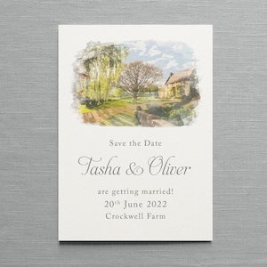 Save the Date Venue Painting, pintura de lugar personalizada del lugar de la boda