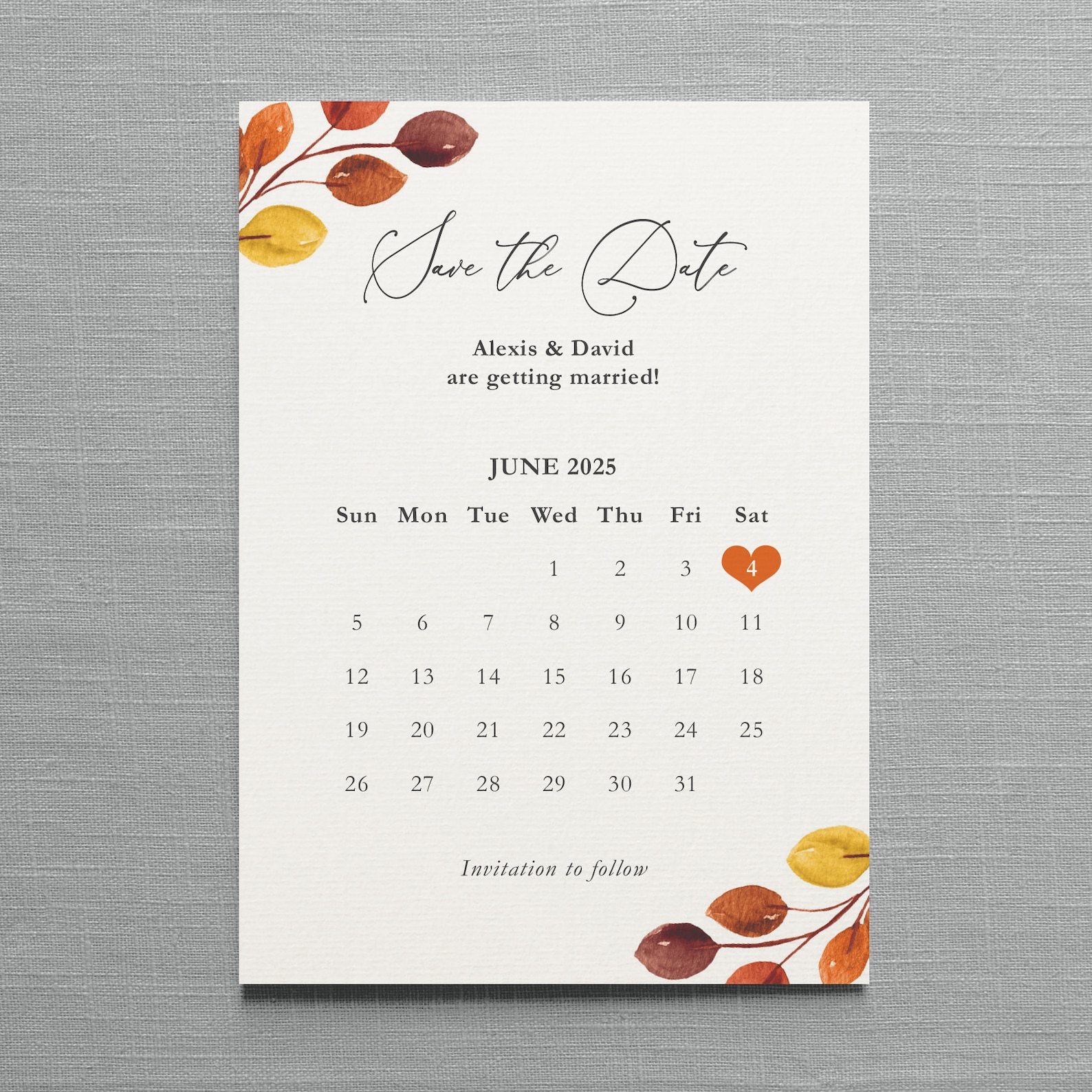 Autumn Save the Date, Fall Save the Date, Autumn Wedding, Fall Wedding