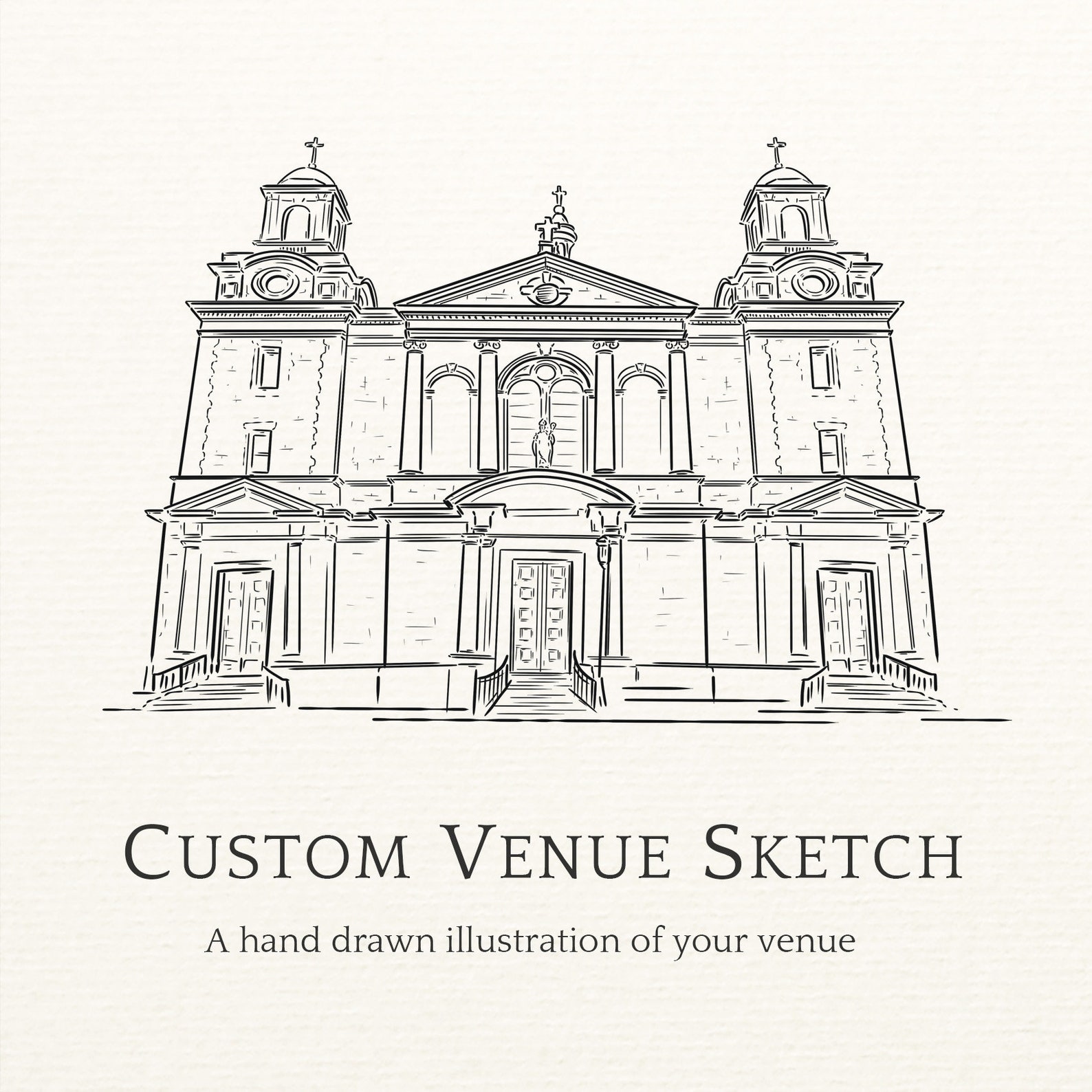 Custom Wedding Venue Line Drawing, Personalized Illustration (digital ...