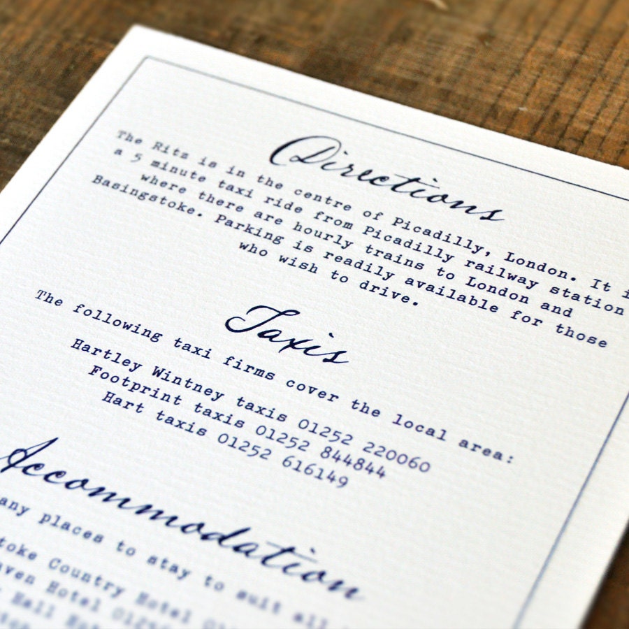 Fountain Pen Wedding Invitation Set on Luxury Card Classic Etsy UK