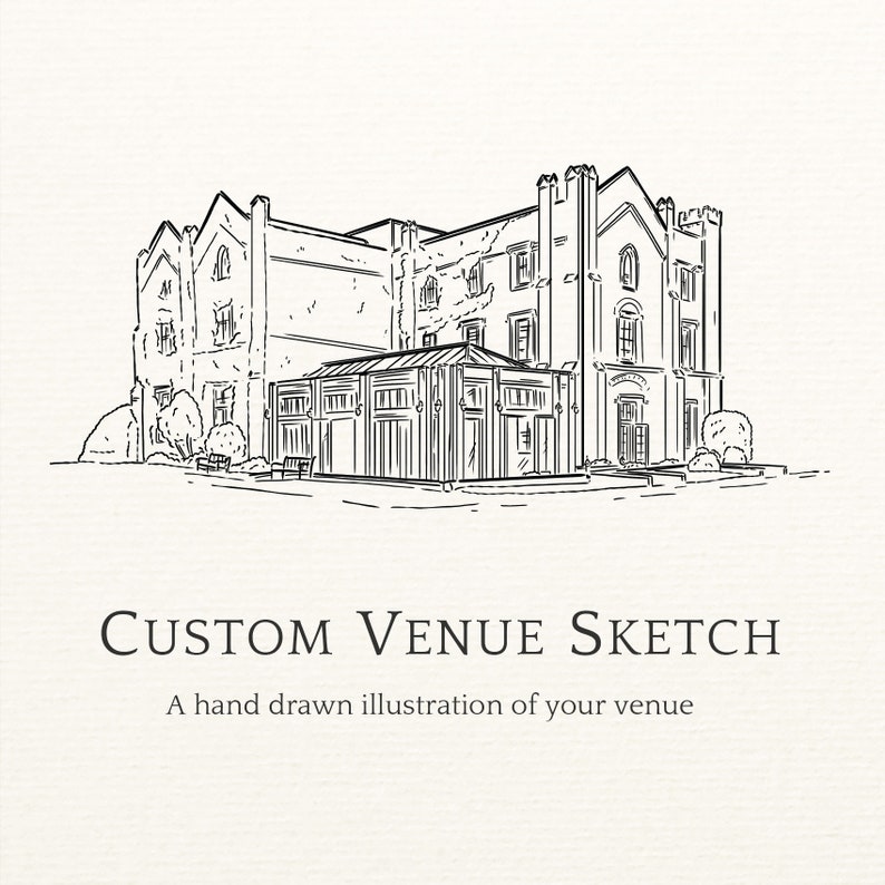Custom Wedding Venue Line Drawing, Personalized Illustration (digital ...