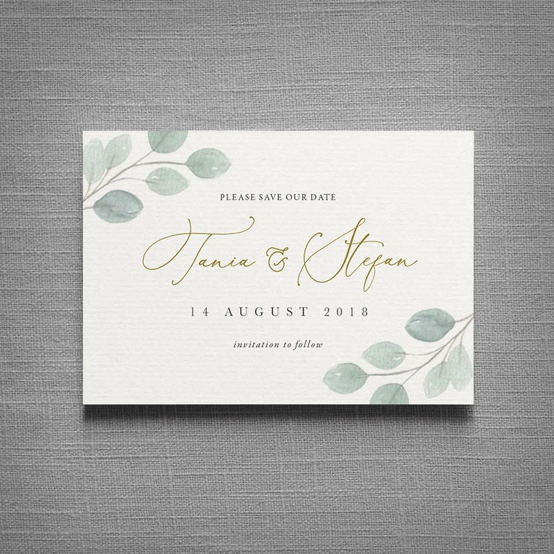 Cyprus Wedding Invitations & Save the Date or change the date. Eucalyptus luxury folding wedding invites, Rustic green wedding invitations image 3