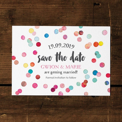 Confetti Swirl Concertina Wedding Invitation Trifold Save Etsy UK