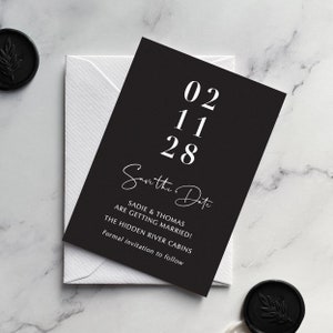 Wedding Invitation. Sadie Black & White Photo. Modern Monochrome Minimalist. Engagement, Details, RSVP, Vellum Wrap, Belly Band image 2