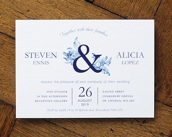 Blue Willow Wedding Invitation Set – Delft Style, Luxury Card