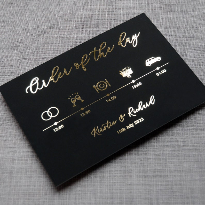 Wedding Invitation Luxury Foiled Script. Gold, Silver or Rose Gold foil. Monochrome wedding invitation set, custom colours available image 3