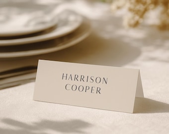 Tonal Wedding Place Cards, Neutral Place Setting