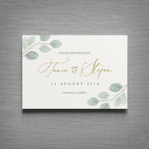 Eucalyptus - Save the Date or Change the Date, card or magnet, calendar. Eucalyptus wedding, greenery wedding invites & save the dates