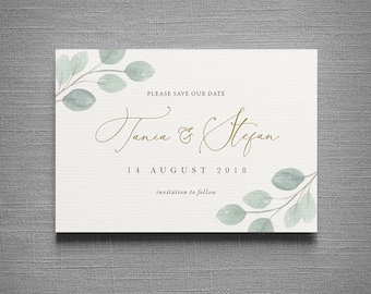 Eucalyptus - Save the Date or Change the Date, card or magnet, calendar. Eucalyptus wedding, greenery wedding invites & save the dates
