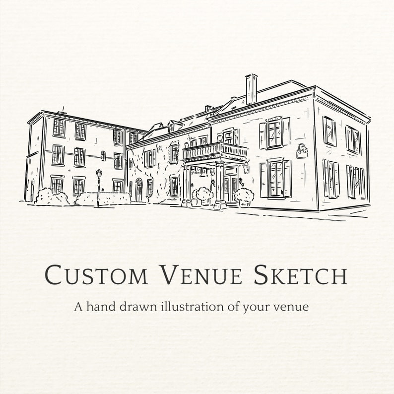 Custom Wedding Venue Line Drawing, Personalized Illustration (digital ...