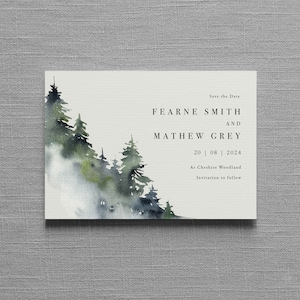 Forest Mountain Wedding invitation. Luxury Concertina Wedding Invitation. Misty Forest. Rustic twine. Outdoor wedding. Country wedding image 2
