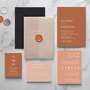 Wedding Invitation, Terracotta Tonal - Earthy Tones. burnt orange / autumn colours