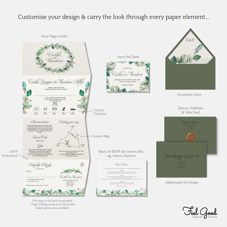 Cecilia Luxury Trifold Wedding Invitations & Save the Date Etsy UK