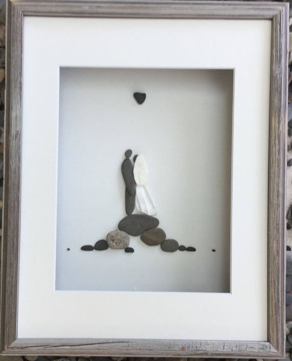 Pebble Art Wedding Couple Bride and Groom Art Modern Wall Art Etsy