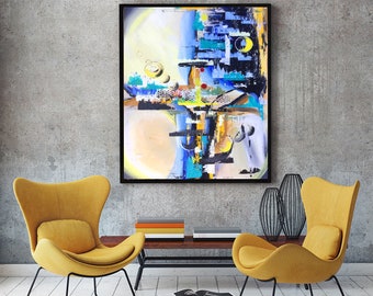 Large Art Original Abstract Painting Colorful Artwork Painting Contemporary Art Interior Design Wall Art