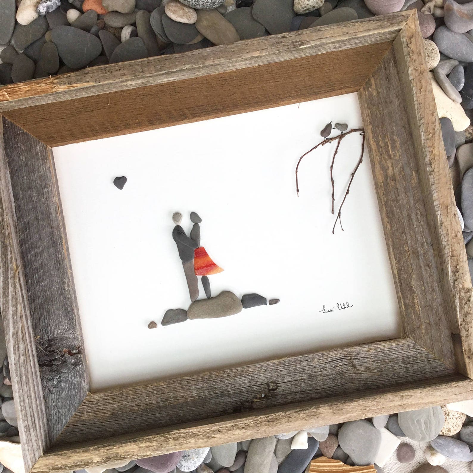 Pebble Art Couple Art Modern Wall Art Abstract Contemporary in | Etsy