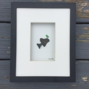 Pebble Art Hearts, Pebble Art Framed, Pebble Art Sea Glass, Anniversary Gift, Wedding Gift, Shower Gift, OOAK Original Art.