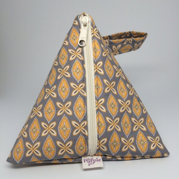 Gray and Yellow Triangle Bag