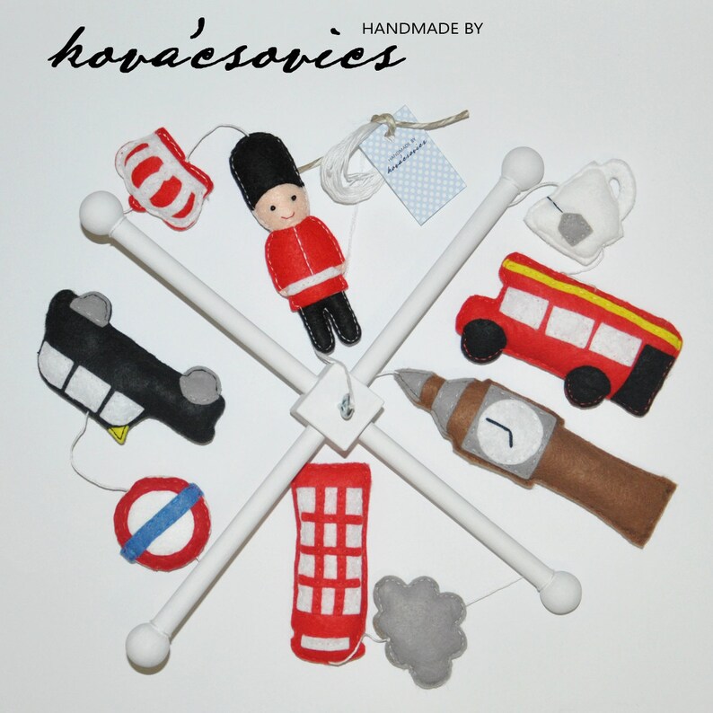 Crib mobile Nursery decoration London Baby Londonthemed Etsy