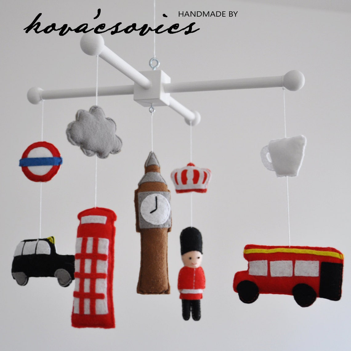 Crib mobile Nursery decoration London Baby Londonthemed Etsy