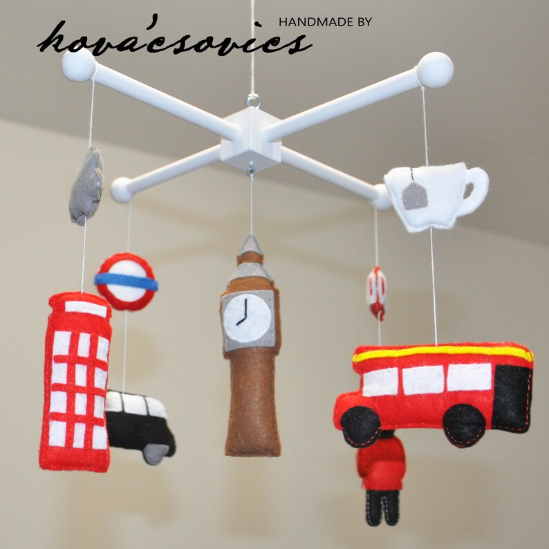 Crib mobile Nursery decoration London Baby Londonthemed Etsy