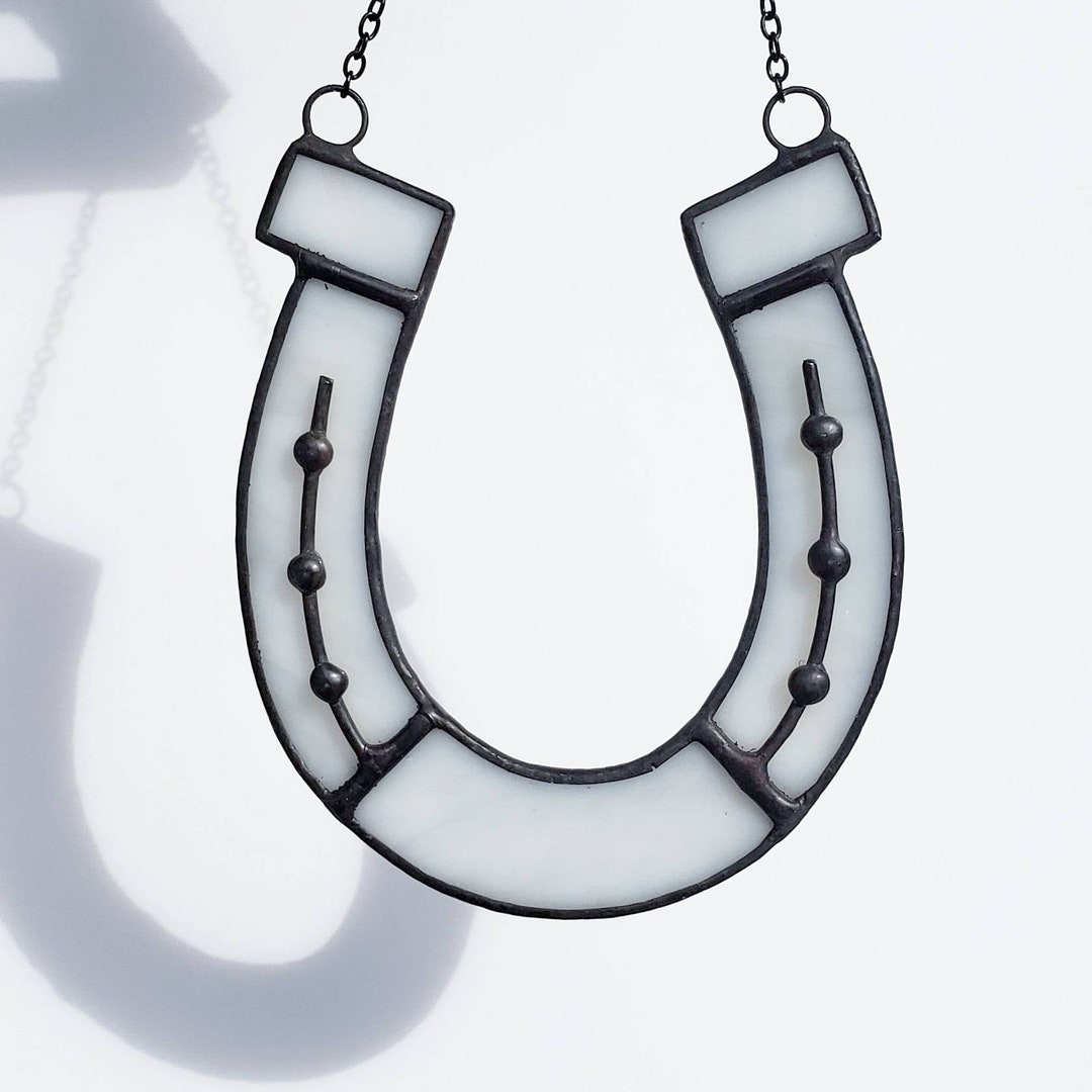 Grey Horseshoe Stained Glass Suncatcher Etsy