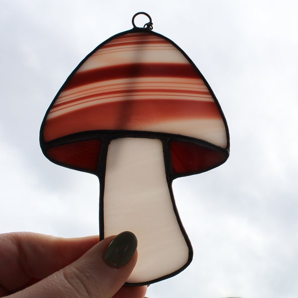 Red Mixed Mushroom Stained Glass Suncatcher