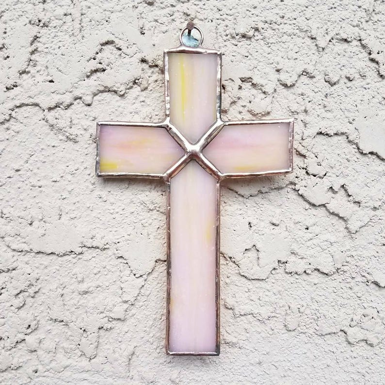 and Light Green FREE U.S Stained Glass Crosses in Pink Iridescent White Light Blue SHIPPING