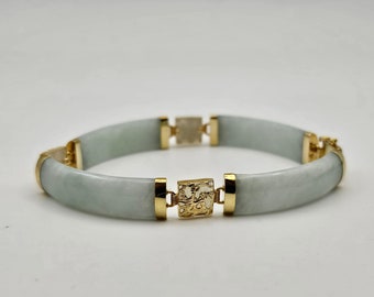 Vintage 14k Yellow Gold Jade Panel Bracelet - Estate Jewelry - Etsy