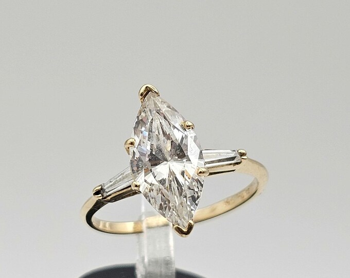 Vintage 14k Yellow Gold Marquise Cut Cubic Zirconia Ring, Estate ...