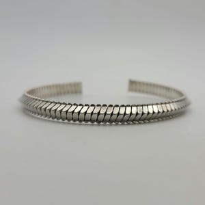 925 Silver Textured Cuff Bracelet in 925 Silver, Modernist Bracelet, Vintage Estate Jewelry, 6mm wide, w#3640