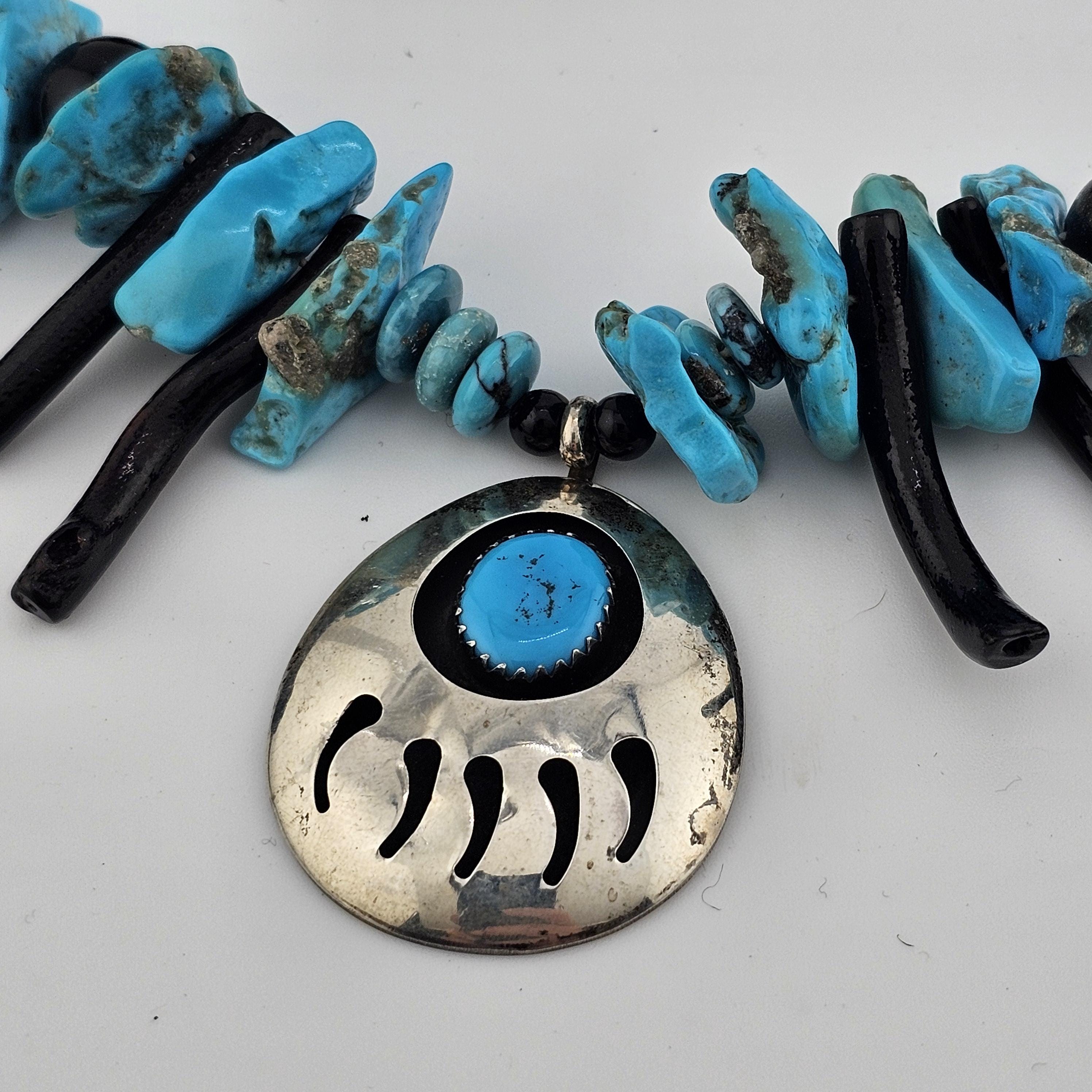 Vintage Richard Begay Sterling Silver Bear Paw Necklace - Estate ...