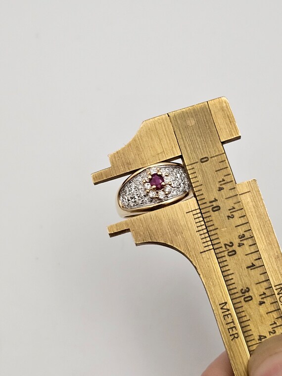 Ruby and Cubic Zirconia Ring in 14kt Gold, .15ct.… - image 7