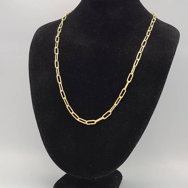 Paperclip Chain Necklace, 925 Silver Gold Vermeil Paperclip Necklace Item w #1221