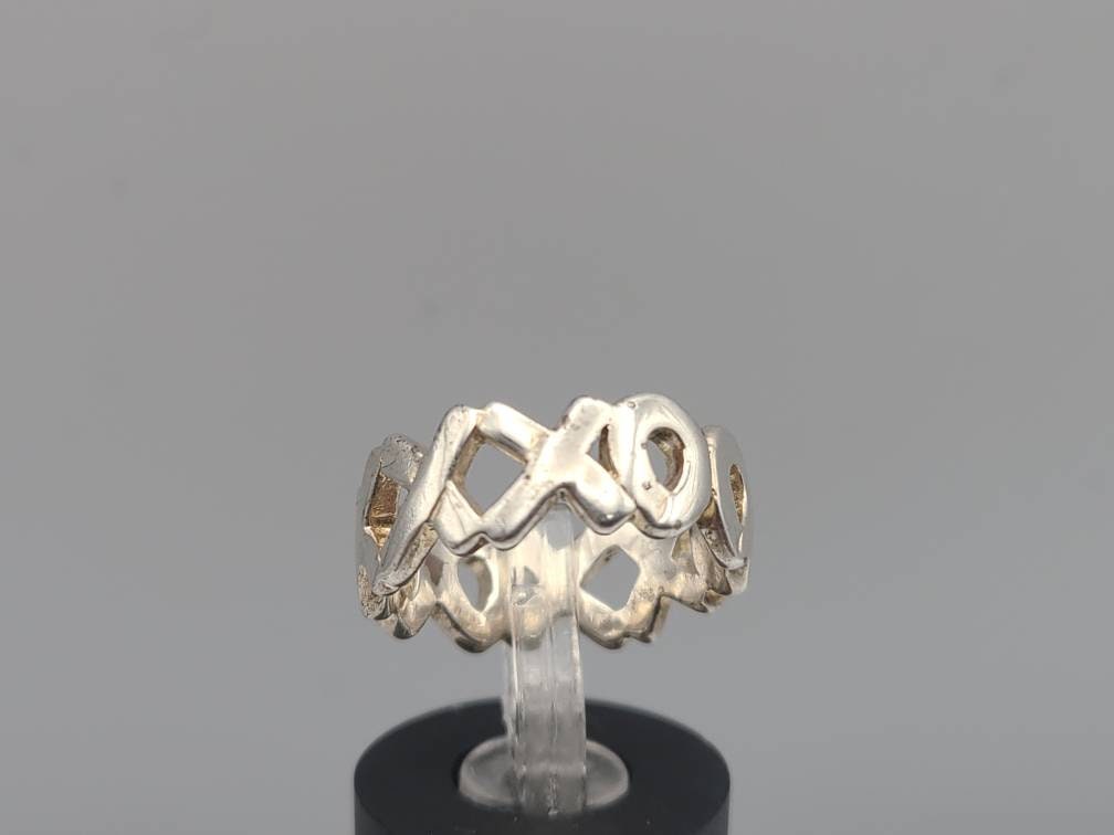 XXOOOX Silver Band, 925 Silver Kisses and Hugs Band, Openwork Love