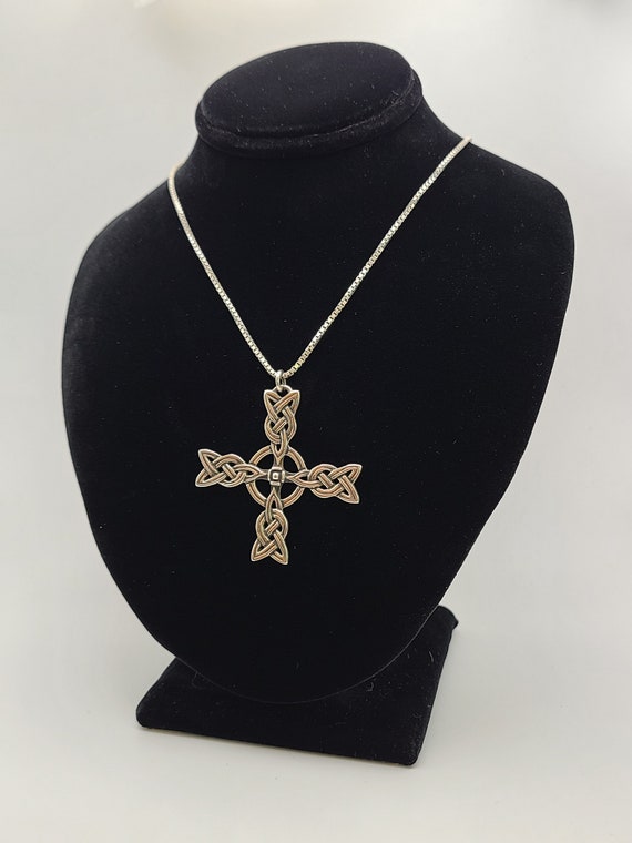 Celtic Cross Necklace, 925 Silver Celtic Knot Nec… - image 2